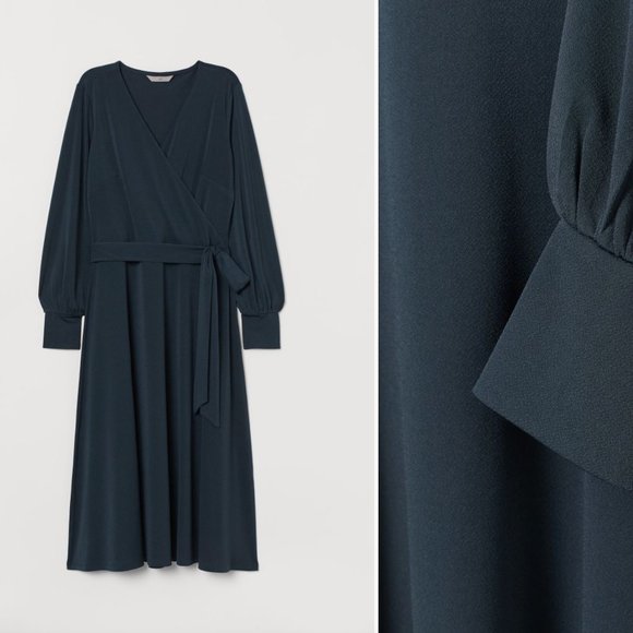 NWT H&M Crêped Wrap-front Dress - Picture 1 of 1